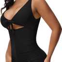 SHAPSHE Women's Tummy Control Swimsuit One Piece Slimming Bathing Suit Cutout Tie Knot Front Bikini Push Up Swimwear (Black, S)