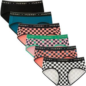 INNERSY Women’s Underwear Cotton Hipster Panties Mid Rise Briefs Tagless Wide Waistband 6 Pack, Medium