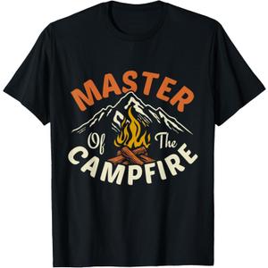 Funny Outdoor Camping Gifts Men Women Master of Campfire T-Shirt, M