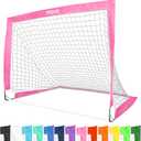 GoSports Portable Soccer Goals for Kids - 13 Color Options - Choose 4 x 3 ft or 6 x 4 ft - Team Tone Pop Up Nets for Backyard