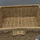 OIAHOMY Wicker Basket, Paper Shelf Basket with Built-in Handles, Rectangular Wicker Storage Bin for Pantry, Shelves, 1 Pack-Yellow