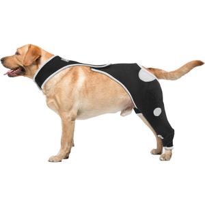 Rear Left Leg Dog Surgery Recovery Suits, Pet Sleeves for Dogs to Stop Licking, Reflective Material Dog Leg Sleeve Cone Collar Alternative for Small Dog (XS)