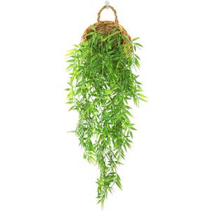 ANZOME Artificial Hanging Plants with Wall Basket, 2.7ft Faux Bamboo Vines for Shelf Decor, Fake Potted Greenery for Bathroom, Kitchen Cabinet Top (DIY Shapeable Set)