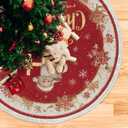 Christmas Tree Skirt Santa Claus Red Xmas Ornament Xmas Tree Mat for Home Holiday Party Supplies Indoor Outdoor Decoration 35.4 in