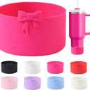 3 x Bow Silicone Boot for StanleyTumbler 20-40oz& Owala Water Bottle 24oz& IceFlow 20oz 30oz& Hydroflask Water Bottle 12-24oz Anti-Slip Sleeve for Stanley Cup Accessories (Rose02)