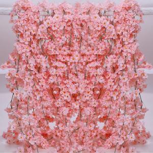 PARTY JOY 8Pcs 47.2ft Artificial Cherry Blossom Flower Garland Hanging Vines for Spring Home Wedding Party Kawaii Decor (Cream Pink)
