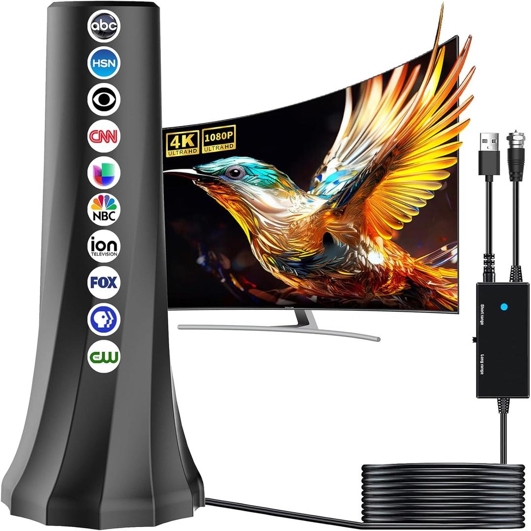 2025 TV Antenna, Antenna for Smart TV with Amplifier Signal Booster, HDTV Antenna for Local Channels 1500+ Miles Range, Digital Antenna Indoor Supports 4K 8K 1080p All TVs-Portable Antenna 25FT Coax Cable