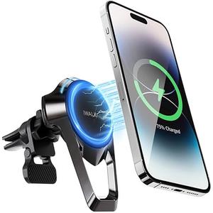 iWALK Magnetic Phone Holder for Car, Premium Magnetic Car Mount for Air Vent, 360° Adjustable Car Mount, Fast Charging Wireless Car Charger Luxurious Car Accessories for iPhone 15/14/13/12 Series