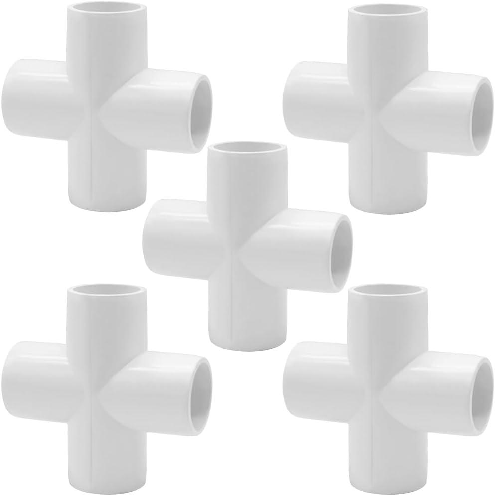 YSIL 1/2 Inch PVC Cross Fitting Elbow Furniture Grade Connector 4 Way Cross 5Pcs for DIY PVC Structure and Frame,Fits 1/2" Sch 40 Pipes YSIL 1/2 Inch PVC Cross Fitting Elbow Furniture Grade Connector 4 Way Cross 5Pcs for DIY PVC Structure and Frame,Fits 1/2" Sch 40 Pipes