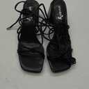 vivianly Women's Lace Up Chunky Heel Sandals Strappy Straps Ankle Wrap Heels (9, Black)