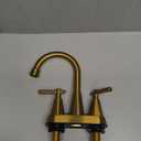 Bathroom Sink Faucet, SBOSBO 4 Inch Bathroom Faucet for Sink 3 Hole, 2 Handle Sink Faucet with Pop Up Drain Assembly and 2 Water Supply Hoses for RV Bathroom Vanity (Brushed Gold)