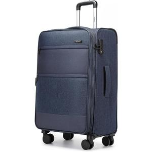 Kono Softside Expandable Checked Luggage with 4 Spinner Wheels, Drop Resistant Lightweight Suitcase, Checked 28 Inch Navy