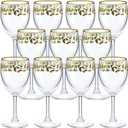 Nitial 12 Pcs Christmas Wine Glasses Set, 6.8 oz Festive Holiday Drinkware with Stem Wineglass Gift, Ideal for Red or White Wine at Christmas Dinners, New Years Family Party Gatherings (Holly Berry)