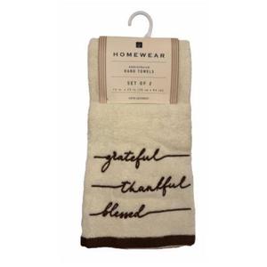 Homewear Embroidered Hand Towels - Grateful Thankful Blessed