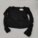 ANRABESS Women Double Lined Long Sleeve Crop Tops Shirts Square Neck Tight Fitted Going Out T-Shirt Basic Tee Outfits 2025 Black XS