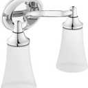 Moen YB2862CH Eva 2-Light Dual-Mount Bath Bathroom Vanity Fixture with Frosted Glass, Chrome