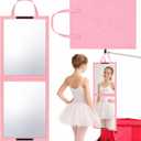 GlikCeil Foldable Portable Full Length Mirror for Dancer, Camping, Travel Pink 33.5" x 13.4" Portable Hanging Folding Mirror with Handle for Dance Competition Travel Full Body Backstage Mirrors