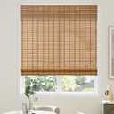 Bamboo Roman Shades with Valance Cover, Cordless Bamboo Blinds for Indoor Windows, Light Filtering Bamboo Woven Shades for Home & Patio, Privacy Protection, 44" W x 64" H, Carbonized (44"W x 64"H, Carbonized)