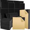 36 Pack Acoustic Foam Panels 12" X 12" X 2" Studio Foam Wedges with Self-Adhesive SoundProof Wall Foam Panels of High Density Fast Expand for Home Studio-Black