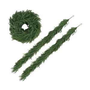 2 Pack 6FT Real Touch Norfolk Pine Christmas Garland – Artificial Greenery Holiday Garland for Mantel, Staircase, Fireplace, Windows, Doors & Outdoor Winter Decorations