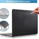 Crocodile Case for MacBook Neo 13 inch 2026 A18 Pro Chip A3404, Logo Cutout - Luxury Texture Aligator Skin Snakeskin PU Leather Hardshell Neo Laptop Case & Keyboard Cover, Classic Black