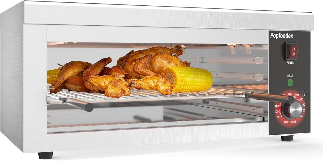 Salamander Broiler, 1500W Electric Cheese Melter w/ 550F Heating and Stainless Steal Body, Commercial Broiler w/Removable Crumb Tray, Salamander Grill For Pizza, Grill Steaks, Sandwiches (Sliver)