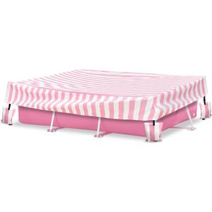 Rectangular Pool Cover,Waterproof Covers for 7' x 5' x 24" Rectangular Metal Frame Above Ground Outdoor Swimming Pool,with Tie-Down Ropes & 4 Sandbags,Increase Stability(Cover only,Pink)