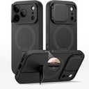 SURITCH for iPhone 17 Pro Case with Camera Control Cover, Camera Cover and Adjustable Kickstand, Compatible with MagSafe, Shockproof Bumper Protective Cases 6.3 Inch, Black