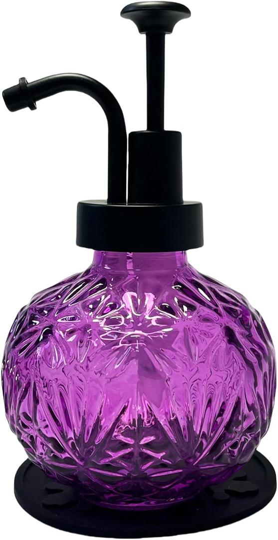 Vintage Soap Dispenser for Bathroom,Glass Kitchen Soap Dispenser with Pump,Farmhouse Antique,Cute Small Rustic Decor(Purple)