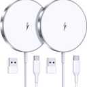 Magnetic Wireless Charger 15W Fast Mag Safe Charger for Cell Phone 16 Pro Max/16 Pro/16 Plus/16/15/14/13/12 Series 2 Pack Charging Pad for AirPods 3/2/Pro 2/Pro Mag-Safe Original Replacement