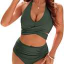 Blooming Jelly Womens Tummy Control Bathing Suits Modest High Waisted Bikini Sets Cute Halter 2 Piece Swim Suit 2025, XL