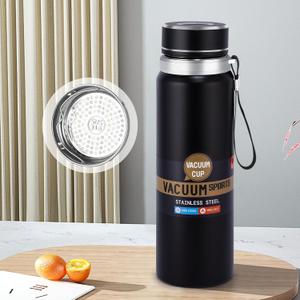 33 Oz Insulated Water Bottle Double Wall Vacuum for Coffee, Tea & Sports  Keeps Drinks Hot for 24 Hrs & Cold for 24 Hrs (Black)