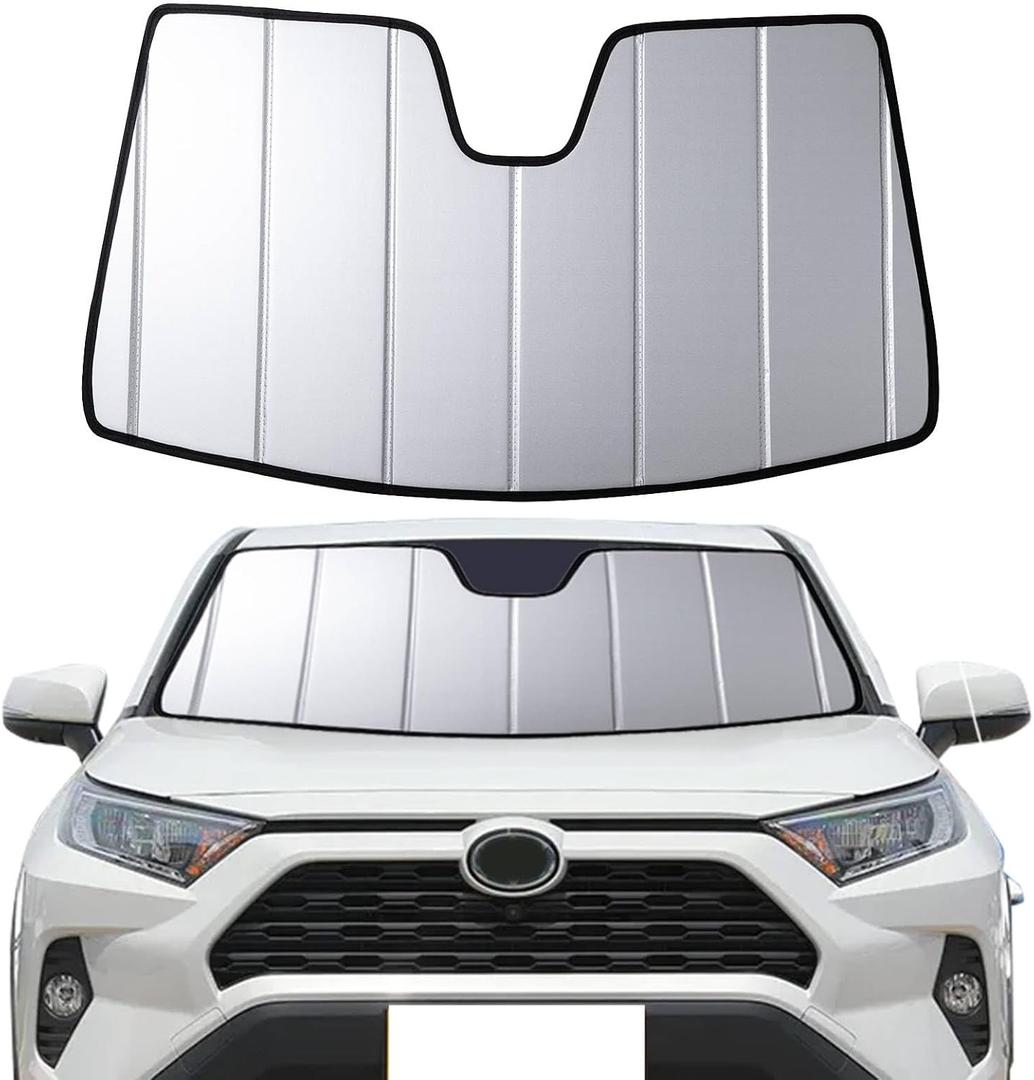 2019-2025 RAV4 Windshield Sun Shade Compatible for Toyota Rav4 LE,XLE,XSE Hybrid, 2021-2024 RAV4 Prime Custom-fit Foldable Sun Visor Window Sunshade with Storage Bag