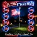 8 Pack Solar American Flag Pathway Lights, 4th of July Outdoor Decor American Flag Lights, Patriotic Red White Blue Outdoor Stake Waterproof LED, Independence Day Yard Garden