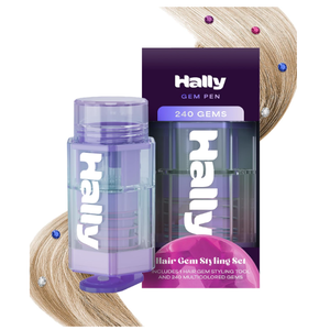 Hally Hair Gems Pen Applicator - Includes Hair Styling Tool with 180 Multicolored Adhesive Gem Stickers Hair Jewels - Stylish Hair Accessories for School, Halloween, Festivals, Wedding, Parties & More