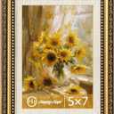 HappyHapi 5x7 Picture Frame, Vintage Picture Frames for Wall or Tabletop Display, Gold Photo Frame for Wall Decor Retro Home Decor, 1 Pack