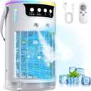 Portable Air Conditioners, AC Fan Mini Evaporative Air Cooler 1200ML with Ice Cooling Mist Personal Air Conditioner Quiet for Bedroom, Home Office Desk and Car Camping