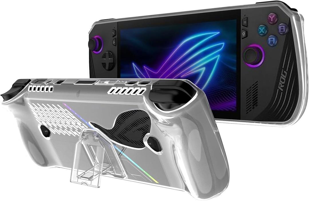 Miimall Protective Case for ROG Ally X 2024 Game Console,Slim Fit for Asus Rog Ally X Cover Case Kickstand, Shockproof Anti-Scratch Ultra Clear Case for ASUS ROG Ally X 2024 Accessories (Clear)