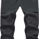 WaltZon Boy's Cargo Joggers Pants Youth Quick Dry Hiking Pull-On Lightweight Pants for Sports Outdoor with Zipper Pockets(3801-D.Gray12)