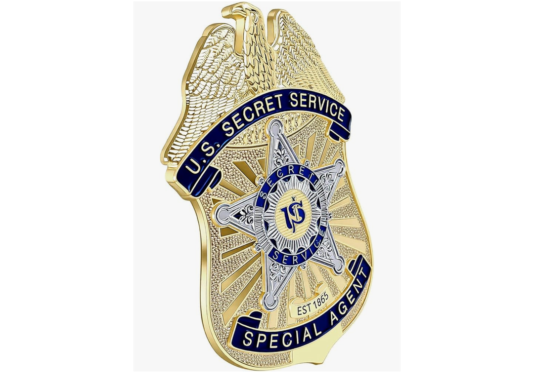 Badge for Dressing up and Role Play, Cop Cosplay Costume Accessory, Enameled & Plated, Nickel-Brass Opulent Shield Badge with Gift Box Packaging