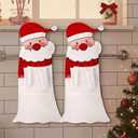 SmoothNovelty 2 Pcs Christmas Hanging Hand Towels Funny Santa Hanging Washcloths Soft Microfiber Super Absorbent Face Towels for Bathroom Kitchen Christmas Decorative