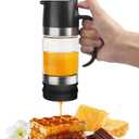 Glass Honey Dispenser,10 OZ Honey Pot with Handle,No Drip Honey Container Jar,Maple Syrup Dispenser,Ideal for Honey and Syrup,Black base
