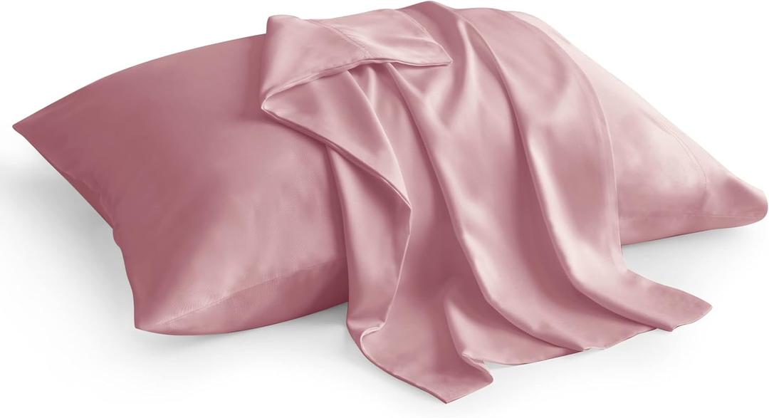 BEDELITE Pillow Cases Queen Size Set of 2, Rayon Derived from Bamboo, Cooling Pillow Cases for Hot Sleepers & Night Sweats, Breathable and Silky Soft Envelope Pillowcases(Rose Pink, 20"x30"), 2 Pack Queen20"X 30"