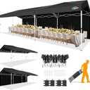 COBIZI 10x30 Party Tent with Wheeled Bag 10x30 Pop up Canopy with One-Push Setup, Outdoor Canopy with 3 Sidewalls Gazebo Event Shelter for Wedding Commercial with Sandbags,Waterproof & UPF50+, Black