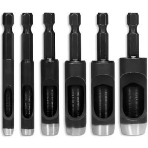 Leather Hole Punch Set - 6 Pcs Drill Bits Set 3/16" 1/4" 5/16" 3/8" 7/16" 1/2" - High-Precision Leather Punch Tool for Belts, Fabric and Crafts - Durable Carbon Steel Tools for Hobby & DIY Use