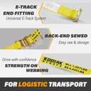 2 Pack E-Track Ratchet Straps 2" x 12' x 4,400 Strength for Cargo Tie Down in Enclosed Trailer & Van by KODIAK STRAPS