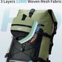 ECOHUB Waterproof Backpack for Women Men, 30L Roll-Top Closure Heavy Duty Dry Bag for Travel with IPX8 Waterproof Phone Case (Green)