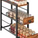 YATINEY Spice Rack, 3-Tier Pull Out Spice Rack Organizer for Countertop, Narrow Kitchen Countertop Storage Shelf with 2 Drawers, for Kitchen, Cafe, Rustic Brown and Black SR02BR
