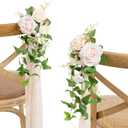 Ling's Moment 8pcs Wedding Artificial Aisle Pew Flowers Chair Decorations Arrangements with Chiffon Ribbons Blush Pink Cream for Ceremony Chair Back Floral Decor Reception Church Party Outdoor