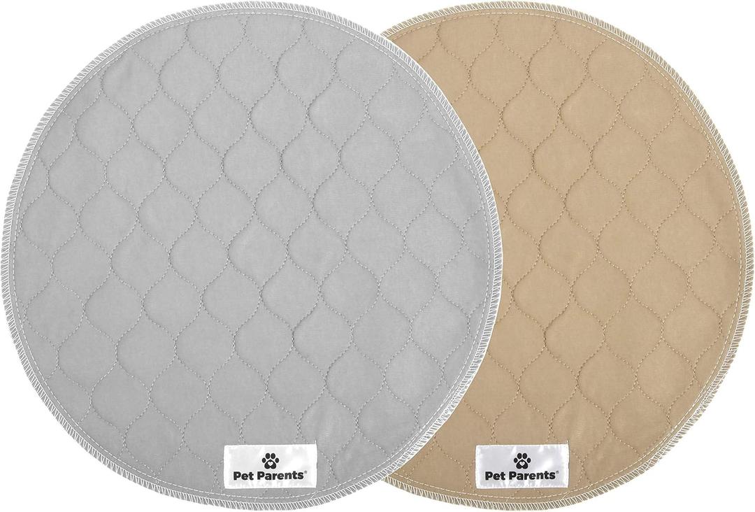 Pet Parents Pawtect Pads Washable Pee Pads for Dogs (2pack) of Premium Dog Pee Pads, Waterproof Puppy Pads & Reusable Dog Pads, Whelping Pads & Modern Pee Pads for Dogs (Tan/Grey, 17" Round)